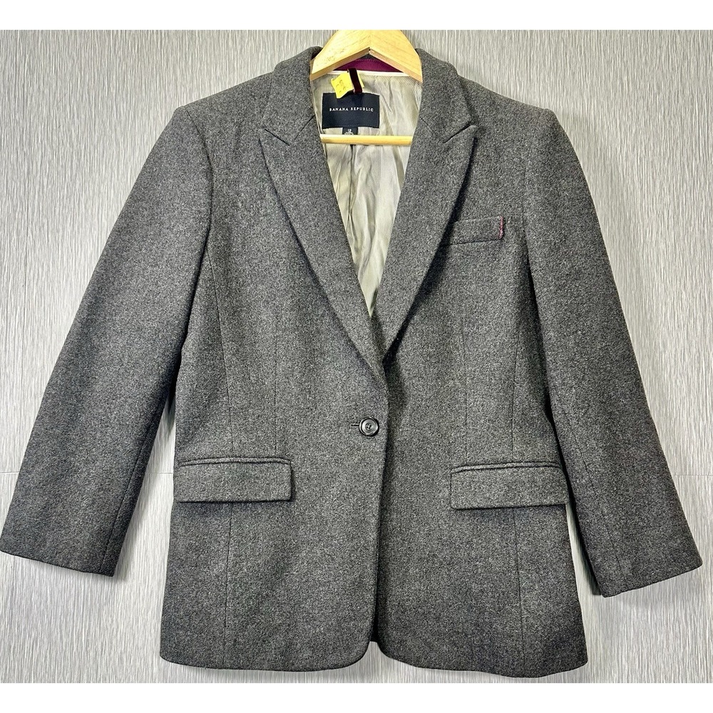 Banana Republic Gray Suit Size 12 Womens Wool Blend Lined‎ Career Business